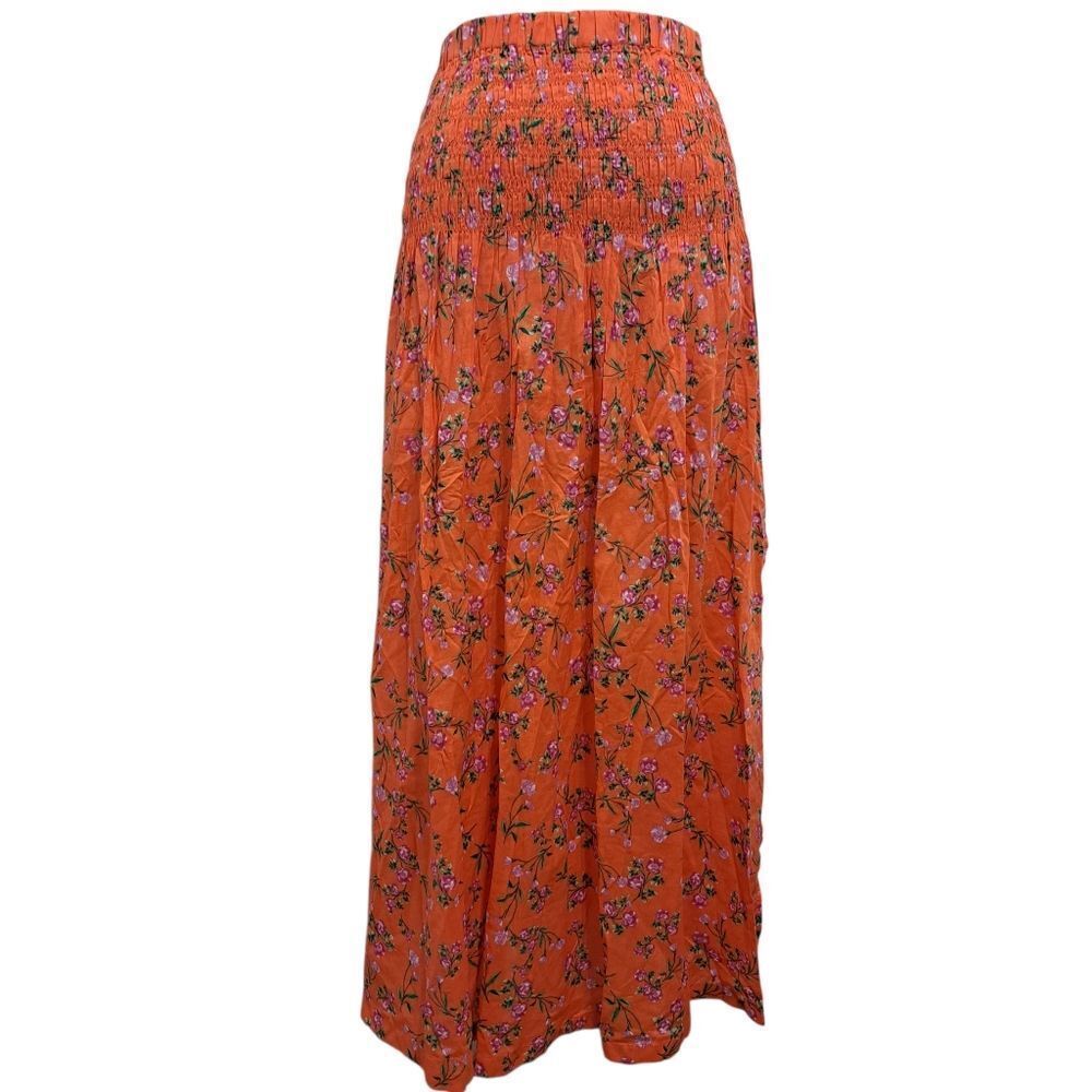 J. Crew Smocked Floral Print Midi Skirt Coral XS NWT